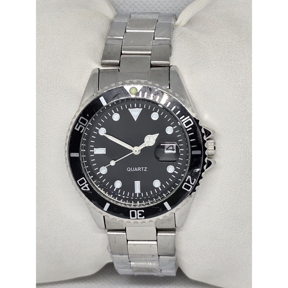 Men's Sport Classic Round Date Black Dial Bezel Oyster Bracelet Sub Watch 12